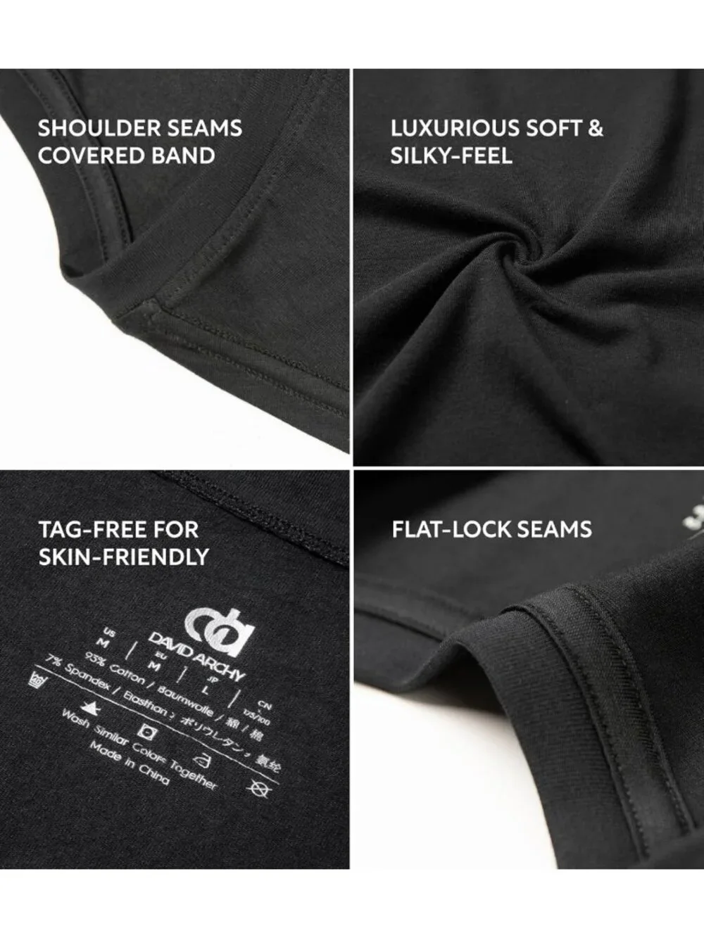 Soft Combed Cotton Men's Undershirts - Moisture-Wicking Crew & V Neck Tees (3